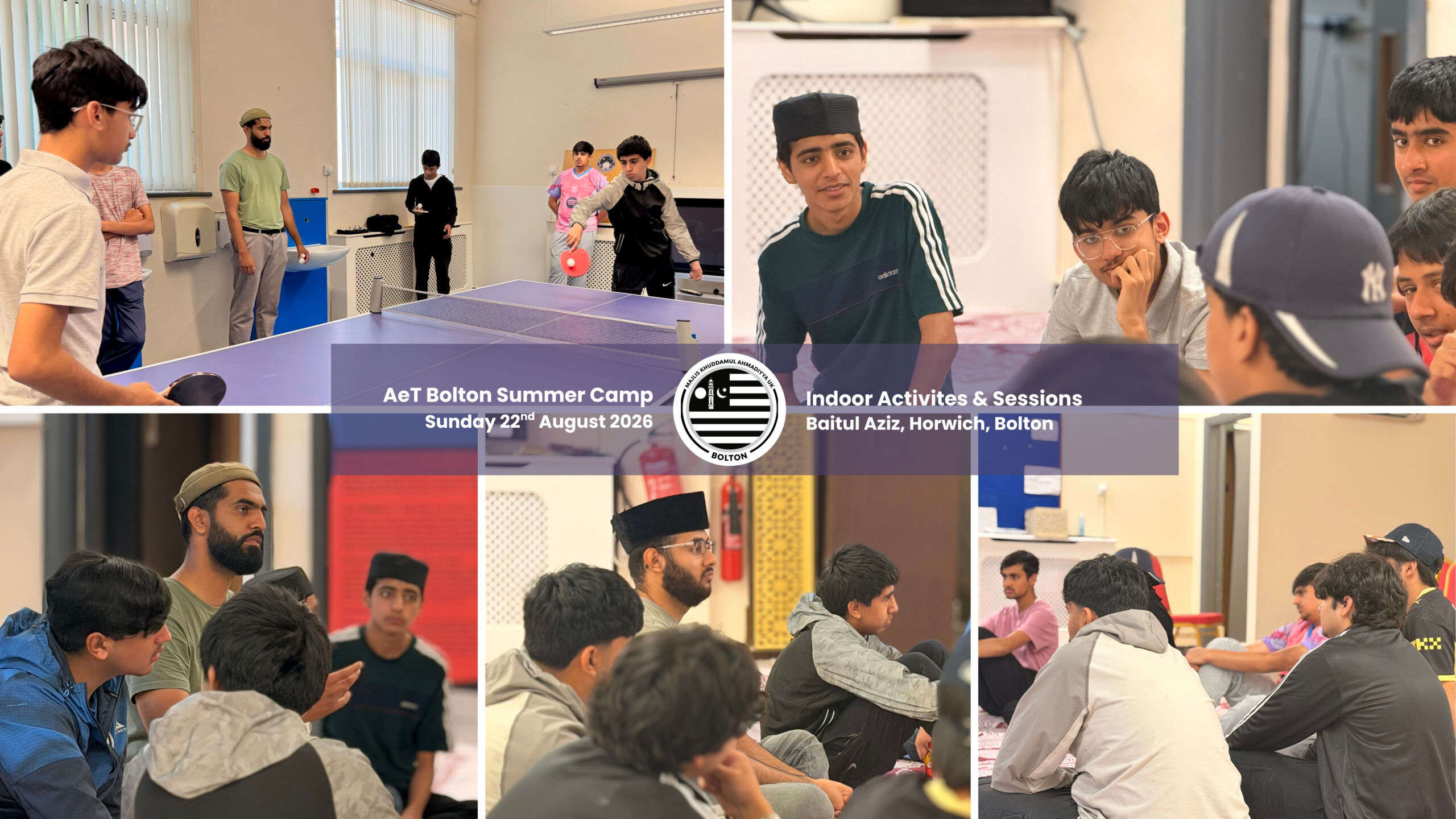 Indoor Table Tennis and pictures of Tulaba in a circle for various engaging interactive sessions.
